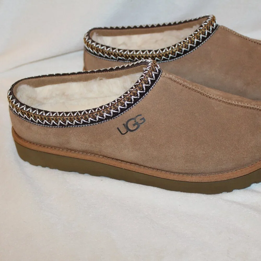 NEW UGG MEN'S TASMAN CHESTNUT SUEDE SHEARLING‎ LINED SLIPPERS